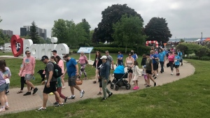 Participants take part in MS walk in Barrie, Ont, on May 26, 2024 (CTV News/David Sullivan). 