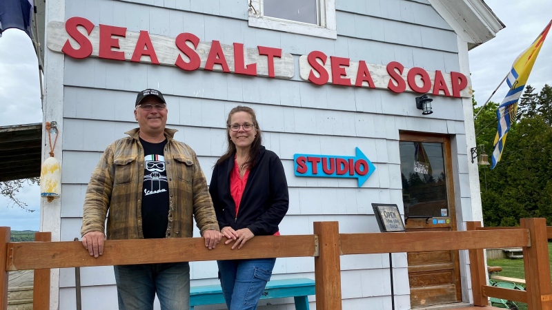 Lorena DePrato-Najnar and her husband Paul Najnar are the owners of Fundy Coast Sea Soap and Sea Salt, located in a tourism corridor between Riverside-Albert, N.B., and Alma, N.B. (Derek Haggett/CTV Atlantic)