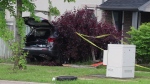 A female driver is dead after a vehicle crashed into a home in Oshawa early Sunday morning. (Colin Williamson)