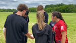 Athletes getting ready for the World Junior Ultimate Championships held a skills session on Sunday. (Natalie van Rooy/CTV News Ottawa)