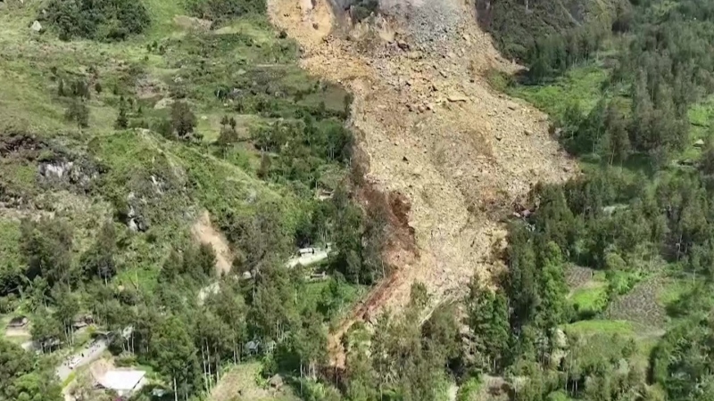 Drone video shows scale of landslide