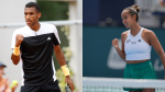 Felix Auger-Aliassime from Montreal and Leylah Fernandez from Laval won their matches at the French Open on May 27, 2024. (Jean-Francois Badias/ Rebecca Blackwell, The Associated Press)