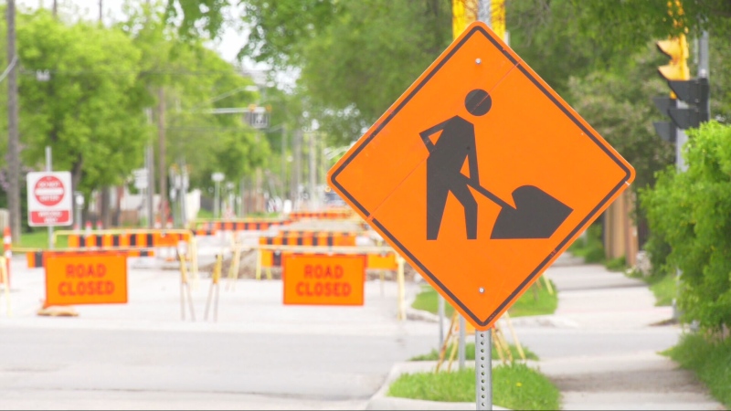 Construction sign in Winnipeg on May 27, 2024 (CTV News/Joseph Bernacki) 
