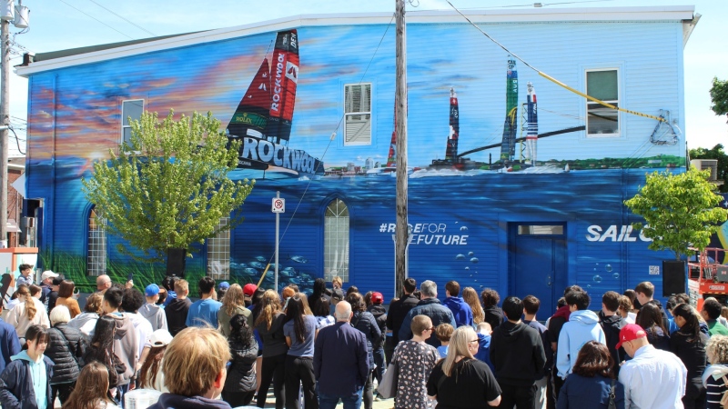 The Rockwool Sail Grand Prix's mural in Halifax is seen in this image taken May 27 ,2024. (SOURCE: Facebook/ Quinpool Road Mainstreet District Association)