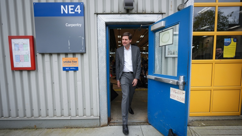 B.C. Premier David Eby leaves after an announcement about digital homebuilding permits at the British Columbia Institute of Technology's carpentry building, in Burnaby, B.C., on Monday, May 27, 2024. THE CANADIAN PRESS/Darryl Dyck