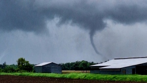 A funnel cloud formed in the municipality of Rigaud, Que. on May 27, 2024. (Baradaran Glady)