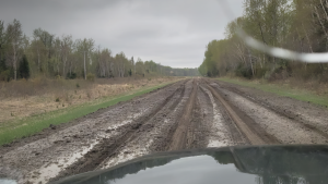 Highway 123, the sole route to Saskatchewan's oldest settlement has become nearly impassable this spring. (Source: Nipwain Automotive Towing)