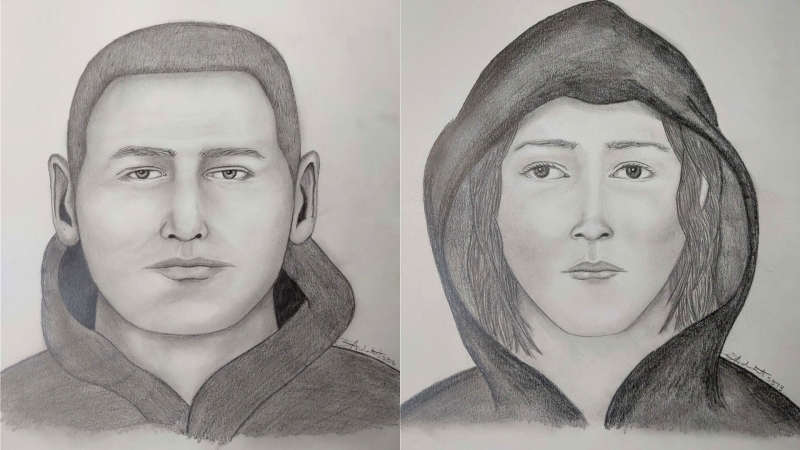 Calgary police released composite sketches showing two suspects wanted in a May 7, 2024 home invasion. (Calgary Police Service handout) 