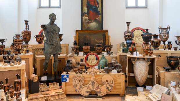 Over 600 works of art were put on display in the Central Institute for Restoration’s offices, from life-size bronze statues to tiny Roman coins. (Emanuele Antonio Minerva/Ministero della Cultura via CNN Newsource)
