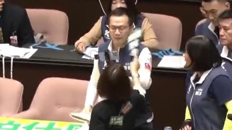 WATCH: Lawmakers scuffle in Taiwan 