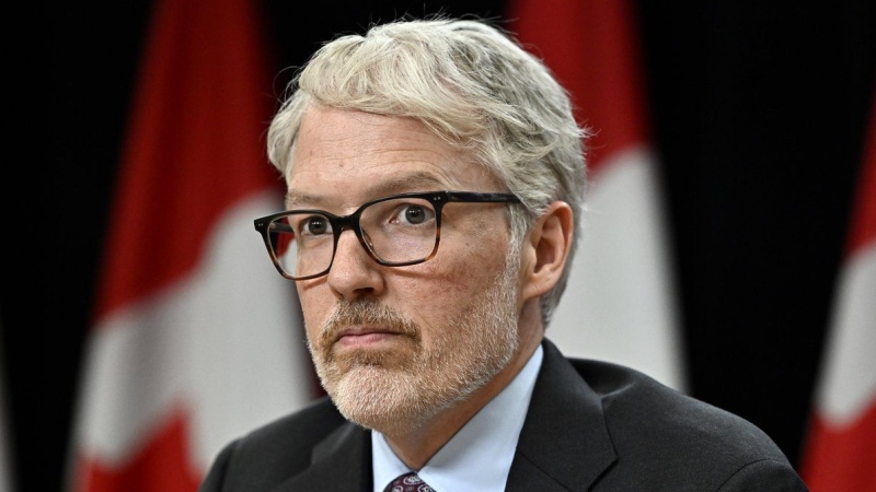 Privacy Commissioner of Canada Philippe Dufresne takes part in a news conference. (Justin Tang/The Canadian Press)