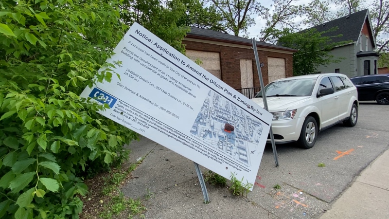 A home connected to Brampton councillor Gurpartap Singh Toor on Queen Street. (Jon Woodward/CTV News Toronto)