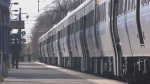 An exo train is shown in Montreal.