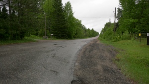 Widdifield Station Road has been voted the worst road in the northern region in the Canadian Automobile Association's 2024 worst roads campaign. (Eric Taschner/CTV News Northern Ontario)