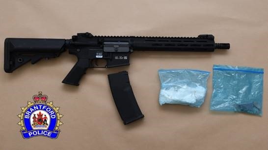 A replica firearm and suspected drugs seized by police in Brantford. (Source: Brantford Police Service) (May 28, 2024)