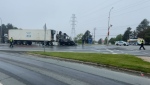 A tractor-trailer is pictured after a fire in Dartmouth, N.S., on May 29, 2024. (Carl Pomeroy/CTV Atlantic)