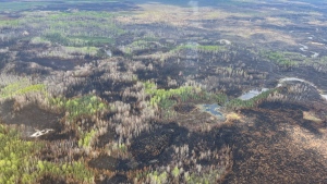 An aerial image of MWF-017, the wildfire southeast of Fort McMurray, on May 27, 2024. (Source: Alberta Wildfire) 
