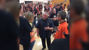Rudy Ruettiger speaks to students at school April 9, 2024. (Supplied)