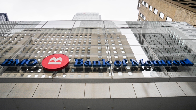 Bank of Montreal signage is pictured in the financial district in Toronto, Friday, Sept. 8, 2023. THE CANADIAN PRESS/Andrew Lahodynskyj