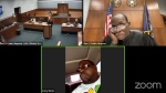 This still from a court video shows defendant Corey Harris at the wheel of a vehicle during a court appearance on May 15, 2024. (Honorable Judge Cedric Simpson via Storyful)