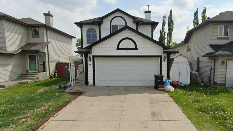 This home on Heatherlands Way was shut down by Alberta Sheriffs on May 29, 2024. (Photo: Google Street View)