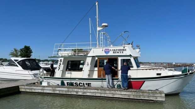 Guardian Marine Rescue and the Municipality of Lakeshore are celebrating the launch of a second boat in Belle River, Ont., on Thursday, May 30, 2024. (Chris Campbell/CTV News Windsor) 