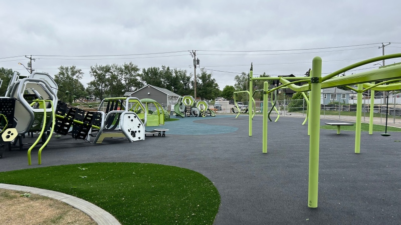 An inclusive park located in the Calgary community of Tuxedo Park. (Supplied: Landscapes Structures) 