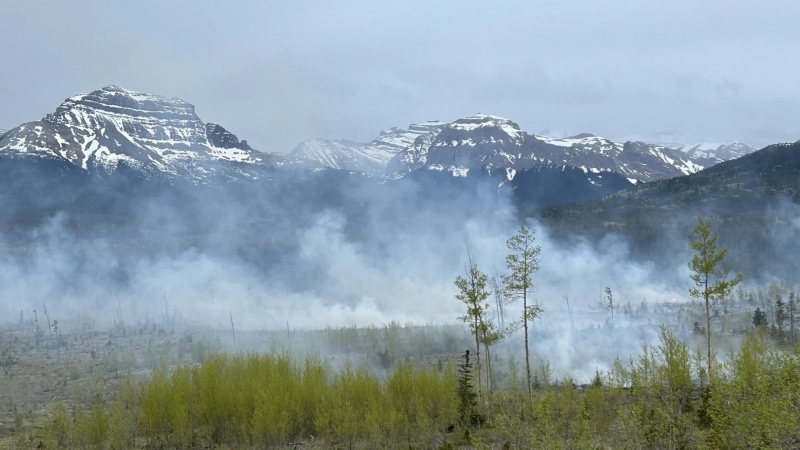 Smoke rises from a wildfire in the Calgary Forest Area located north of Ghost River. (Alberta Wildfire/Facebook) 