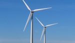 Land-based wind turbines spin in Atlantic City. N.J. on Nov. 3, 2023. (Wayne Parry/The Associated Press)