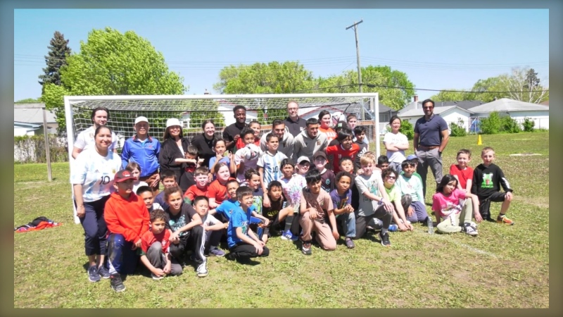 Students at Collicutt School were thrilled to receive brand new soccer nets for their backyard field. The $6,000 donation was arranged by Coun. Devi Sharma who represents the Old Kildonan Ward for the City of Winnipeg. (Joseph Bernacki/CTV News Winnipeg)