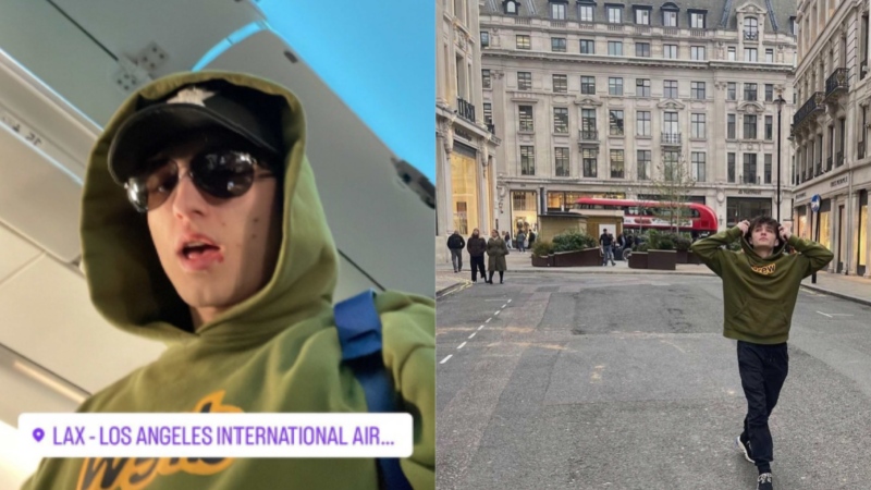 Aiden Pleterski posts photos of his travels in Los Angeles and London on social media. 
