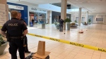 An area is taped off inside Chinook Mall after a stabbing on May 30, 2024. (Jordan Kanygin/CTV News) 