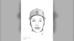 Okotoks RCMP are seeking public assistance to identify a suspect in a May 18 incident where he is alleged to have committed an indecent act in a vehicle. (Illustration courtesy Okotoks RCMP)