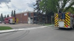Firefighters at the scene of a blaze on May 30, 2024, at the Keystone Manor, 11830 85 St. (Sean McClune/CTV News Edmonton)