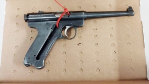 Once the residence was cleared, a search located a replica handgun and ammunition. (Sault Police photo)