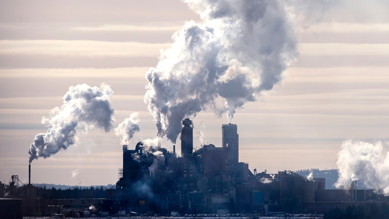 The Northern Pulp mill in Abercrombie Point, N.S., is viewed from Pictou, N.S., December 13, 2019. (Source: THE CANADIAN PRESS/Andrew Vaughan)