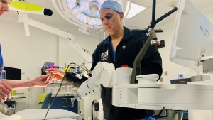 Surgeons used the MAZOR X spinal robot to perform an operation at the QEII Health Science Centre. (Source: Mike Lamb/CTV News Atlantic)