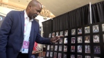 Dean Barnes shows off what is believed to be the largest BIOPIC hockey card collection in the world on May 31, 2024. (Brent Lale/CTV News London)