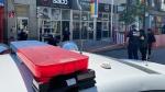 Montreal police (SPVM) are on the scene after a stabbing in the Village area on June 1, 2024. (Dave Touniou, CTV News)