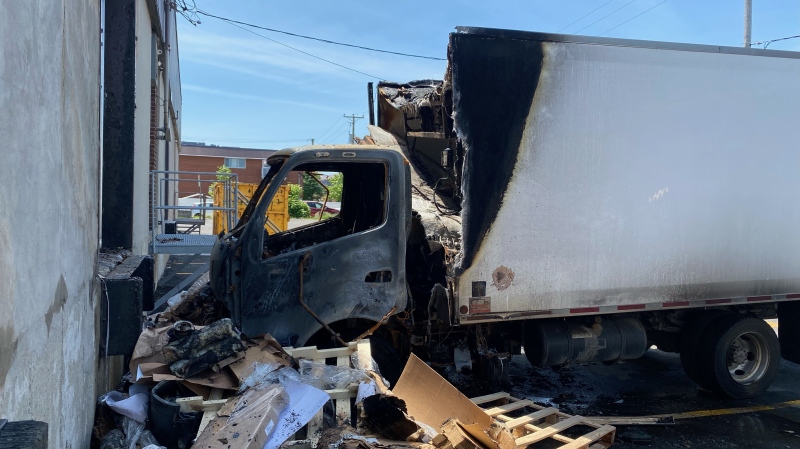 The Montreal police arson squad is investigating after a business was set ablaze in the St. Leonard borough on June 1, 2024. (Dave Touniou, CTV News)
