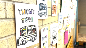 The walls of Confederation Education Centre were lined with cards and art thanking bus drivers for their work this year. June 1, 2024 (Sam Houpt/CTV News Ottawa)