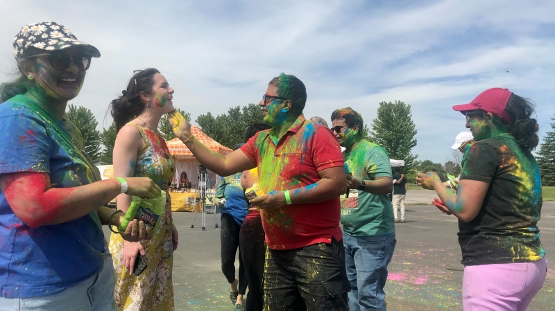 The Innisfil Indian Association hosts their first-ever Holi Rangotsav, the festival of colours. June 1, 2024 (CTV News/Dave Sullivan)