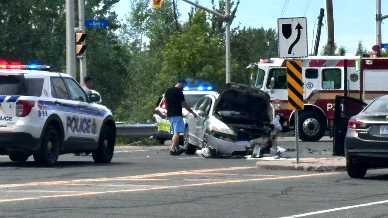 The Ottawa Police Service says two people were injured following a serious crash that happened in the city’s south-end Sunday afternoon. (Dani-Elle Dube/ CTV News Ottawa)