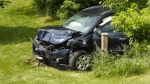 A damaged Jeep that was involved in Sunday’s two-vehicle collision on June 2, 2024 (Sam Houpt/CTV News Ottawa)