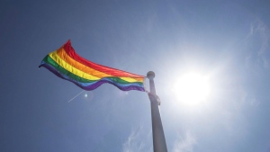 An undated file photo of a Pride flag flying on a pole. (File photo/CTV News)
