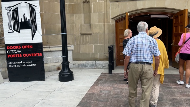 People walking inside Canada Revenue Agency where the building opened its doors for the 22nd Doors Open Ottawa Event on Sunday, June 2, 2024 (Katelyn Wilson/CTV News Ottawa).