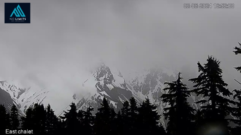A live mountain cam shows the weather conditions on Atwell Peak, where three missing climbers are believed to be, on Sunday, June 2. (Courtesy: Blacktusk Snowmobile Club) 