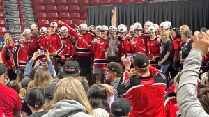 Scores of fans turned up to welcome the Moose Jaw Warriors back home following their history making appearance at the Memorial Cup. (Angela Stewart/CTV News)
