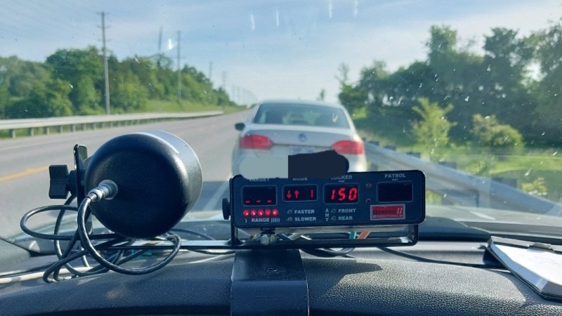 OPP stopped a driver reportedly going 150 km/h in a posted 80 km/h zone. June 1, 2024. (Source: OPP)