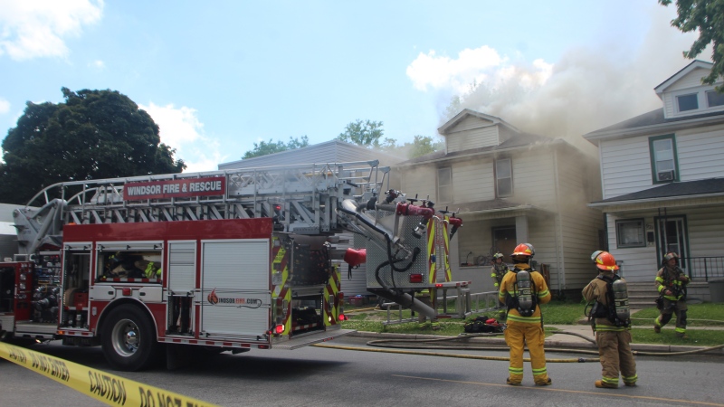 Multiple crews responded to the 900 block of Campbell Avenue for a fire in Windsor, Ont., on Monday, June 3, 2024. (Source: Austin Kerr)